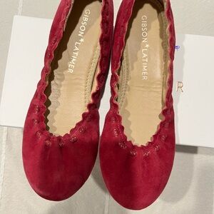 Gibson Latimer Red Suede Ballet Flats